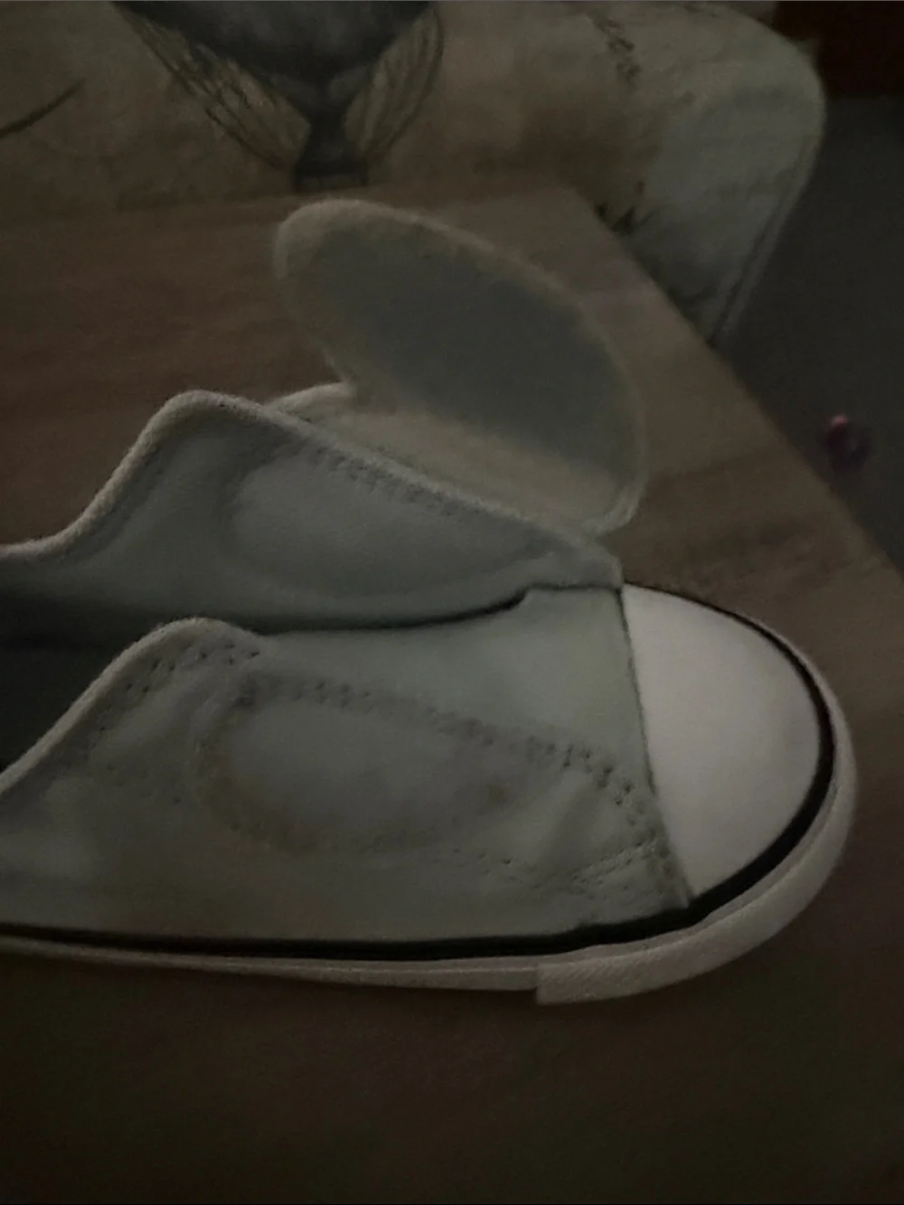 Kids Converse size 8T White and teal Slip-On Sneakers with Rainbow Heart Detail